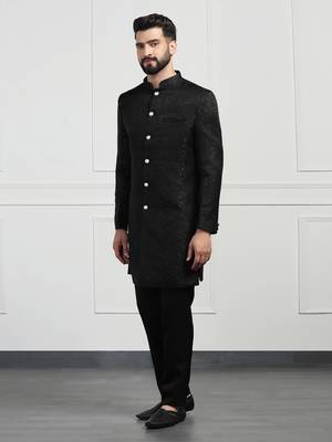 Men black indo sherwani 2