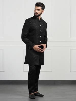 Men black indo sherwani 3