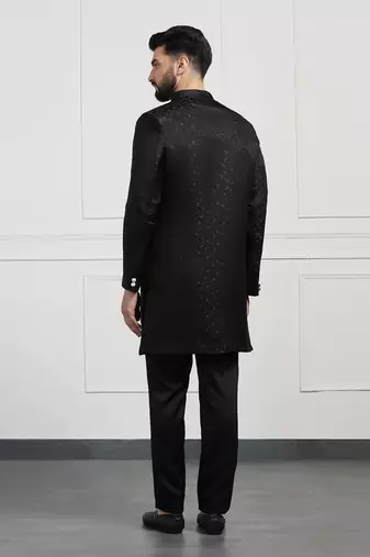 Men black indo sherwani