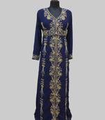 Navy-Blue luxurious Full Sleeves Moroccan Kaftan.