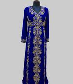 Royal-Blue luxurious Full Sleeves Moroccan Kaftan.