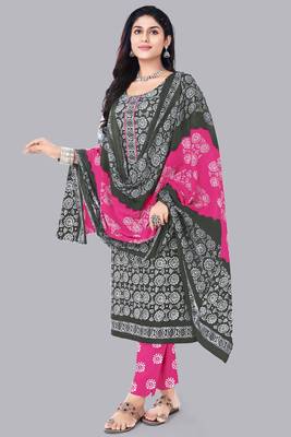 Unstitched art silk salwar suit dress material printed 1