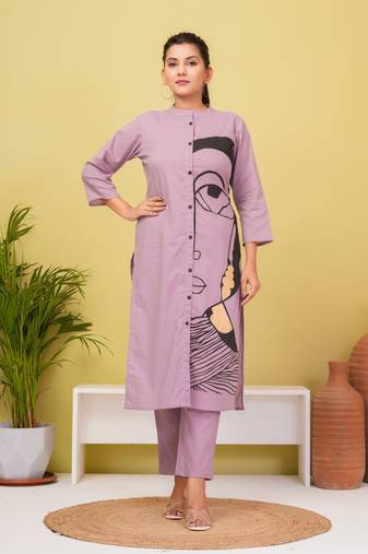 Cavern pink printed cotton co-ord set