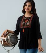 Womens rayon embroidered designer casual 3/4th sleeves tops & tunics