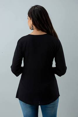 Womens rayon embroidered designer casual 3/4th sleeves tops & tunics 5