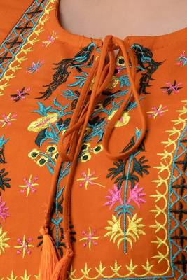 Womens rayon embroidered designer casual 3/4th sleeves tops & tunics 4