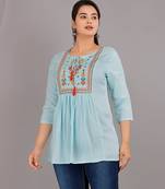 Womens rayon embroidered designer casual 3/4th sleeves tops & tunics