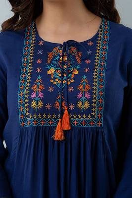 Womens rayon embroidered designer casual 3/4th sleeves tops & tunics 4