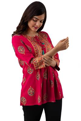 handmade block printed rayon fabric designer tops & tunics 1