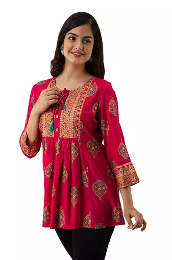 handmade block printed rayon fabric designer tops & tunics