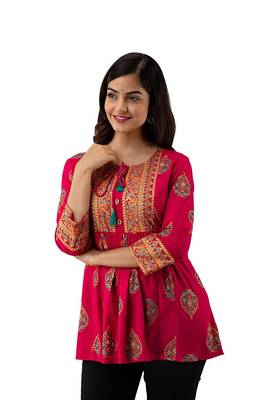 handmade block printed rayon fabric designer tops & tunics 4