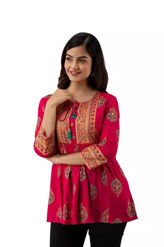 handmade block printed rayon fabric designer tops & tunics