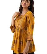 handmade block printed rayon fabric designer tops & tunics