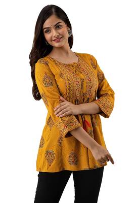 handmade block printed rayon fabric designer tops & tunics 2