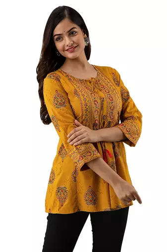 handmade block printed rayon fabric designer tops & tunics