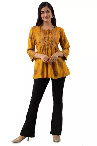 handmade block printed rayon fabric designer tops & tunics