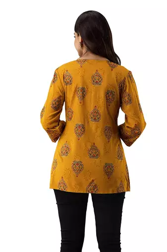 handmade block printed rayon fabric designer tops & tunics