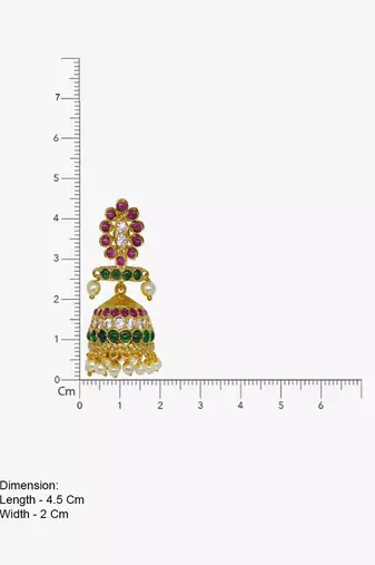 Bellamoire gold toned indian ethnic traditional  kemp kempu jhumka jhumki earring red green for women and girls
