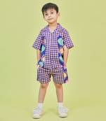 Dark blue cotton printed co-ord set