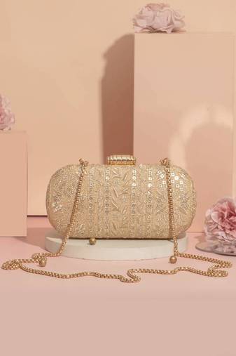 Mirai embroidered clutch - gold