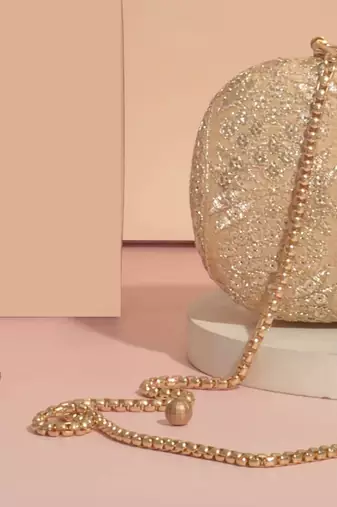 Mirai embroidered clutch - gold
