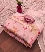 Peach Organza Unstitched Dress Material