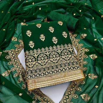 Manvaa Women'S AWSOME Green And Maroon Color Heavy Zari Embrodiery Georgette Combo Dress Material 2