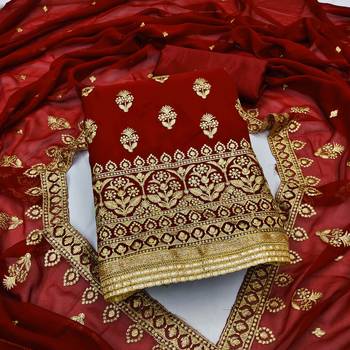 Manvaa Women'S AWSOME Green And Maroon Color Heavy Zari Embrodiery Georgette Combo Dress Material 3