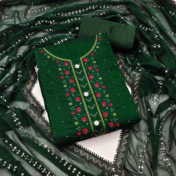 Manvaa Women'S modish Blue And Green Color Embrodiery Combo Dress Material 3
