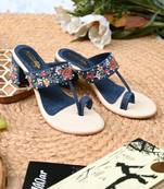 Mutli denim flowers heels