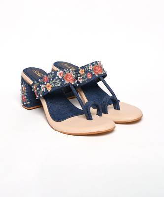 Mutli denim flowers heels 2