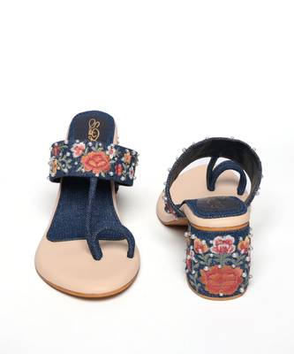 Mutli denim flowers heels 3