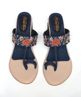 Mutli denim flowers heels 4