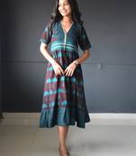 Anokhi brown bagh print frock style cotton kurta for women