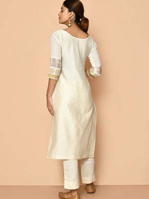 Ayoola flora ivory handloom maheshwari silk kurta set 2