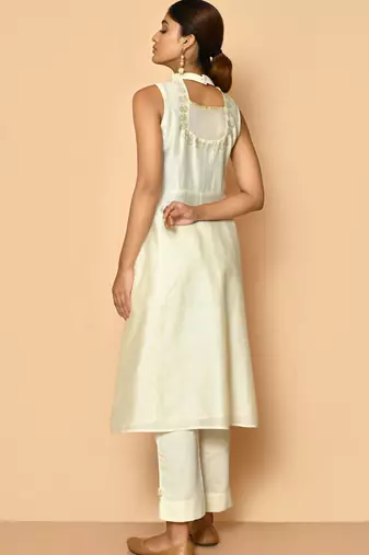 Ayoola halter neck handloom maheshwari silk kurta set