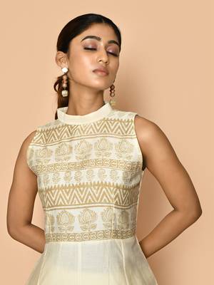 Ayoola halter neck handloom maheshwari silk kurta set 4