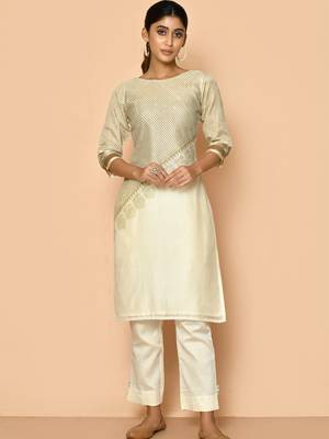 Zeba handloom maheshwari silk kurta set for women 1
