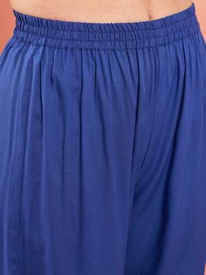 INK BLUE NECK PATTI HALTER KURTA SET BLUE BADHANI OR DUPATTA 4