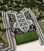 Mehendi Georgette Embroidered Pakistani Style Unstitched Dress Material