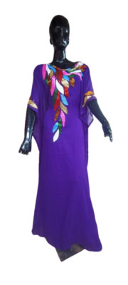 PURPLE EMBROIDERED GEORGETTE ISLAMIC KAFTAN 1
