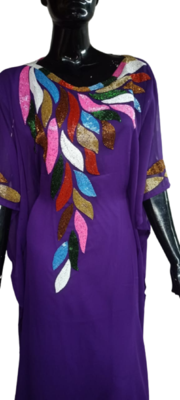 PURPLE EMBROIDERED GEORGETTE ISLAMIC KAFTAN 2