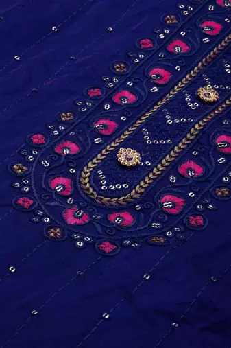 Manvaa Women'S AMAZING Blue And Green Color Embrodiery Combo Dress Material