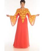 Red Georgette Embroidered Zari_Work Islamic-Kaftans