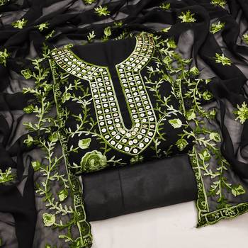 Green Georgette Embroidered Pakistani Style Unstitched Dress Material 1
