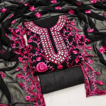 Pink Georgette Embroidered Pakistani Style Unstitched Dress Material 1