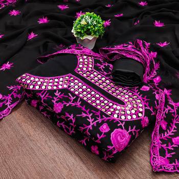 Rani Georgette Embroidered Pakistani Style Unstitched Dress Material 3