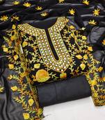 Yellow Georgette Embroidered Pakistani Style Unstitched Dress Material