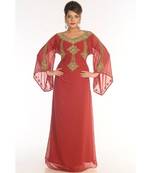 Red Georgette Embroidered Zari_Work Islamic-Kaftans