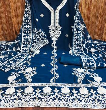 Morpich Georgette Embroidered Unstitched Dress Material 2